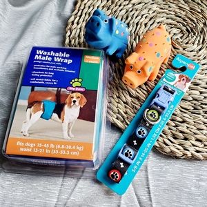 4 Pc Puppy Dog Toy Buddle With Collar & Diaper Belly Band